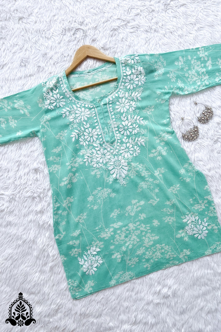 Saba Chikankari Mulmul Short Kurti