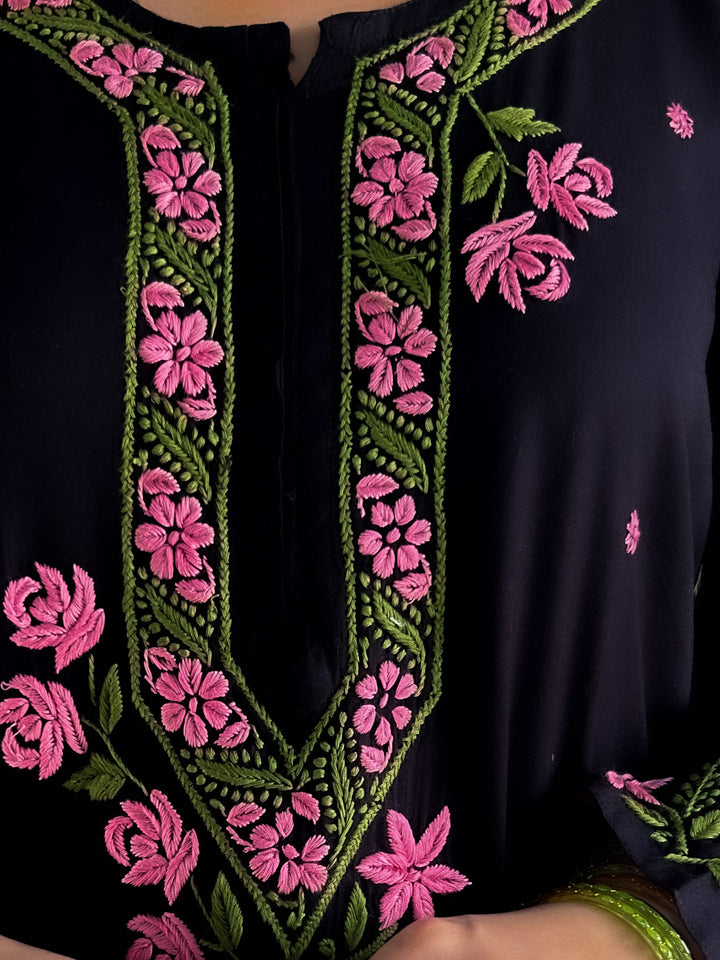 Hina Rayon Chikankari Rose Co-ord Set