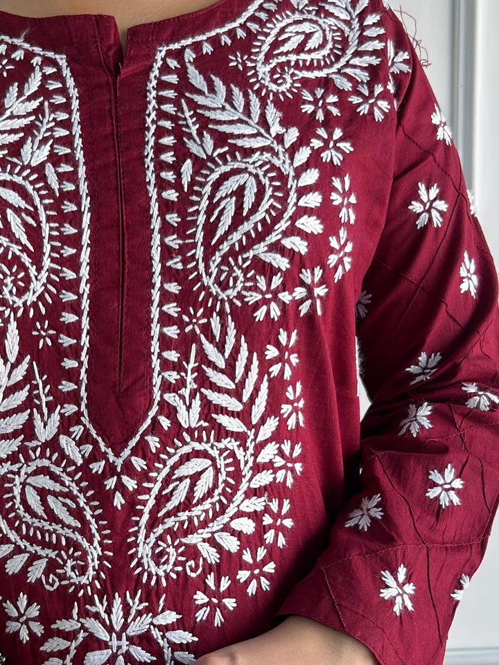 Lata Cotton Chikankari Basic Straight Kurta