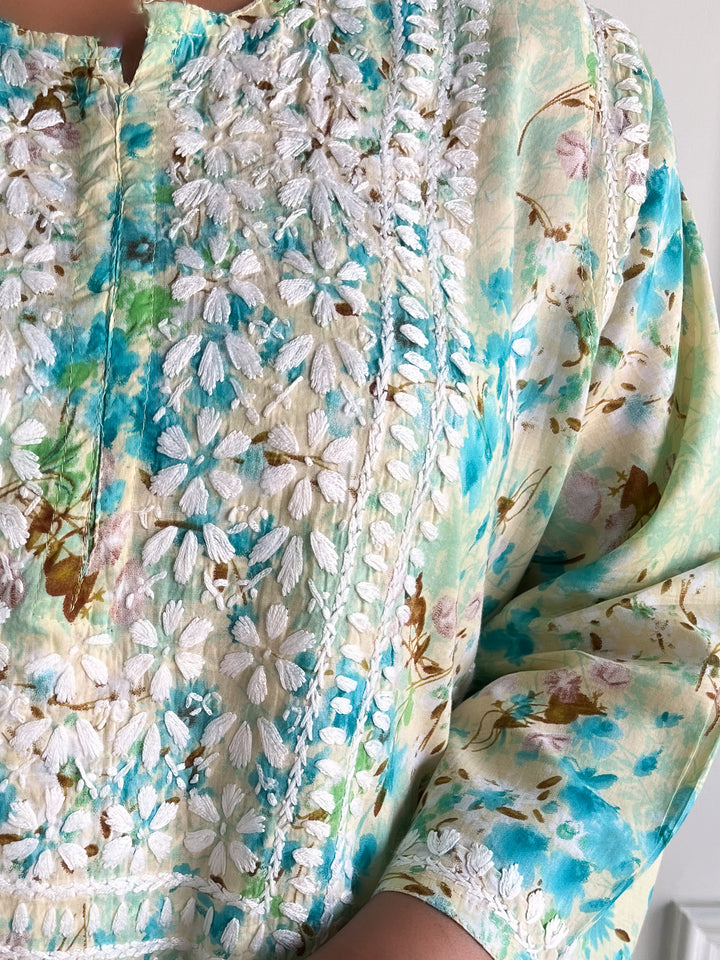 Aditi Mulmul Chikankari Plus Size Straight Kurta