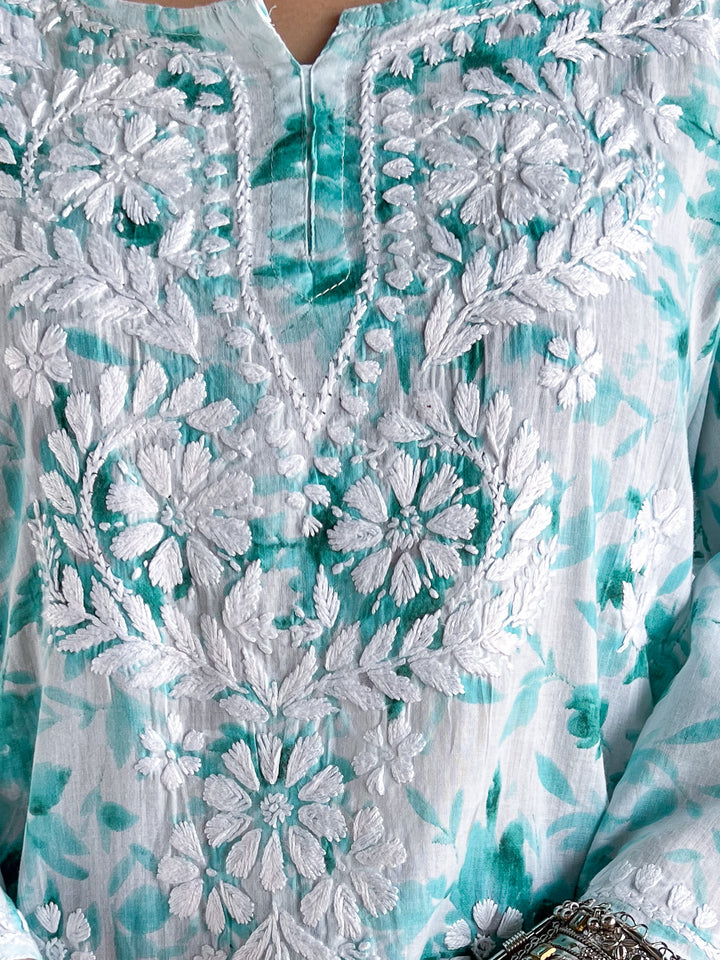 Vini Mulmul Print Chikankari Short Kurti