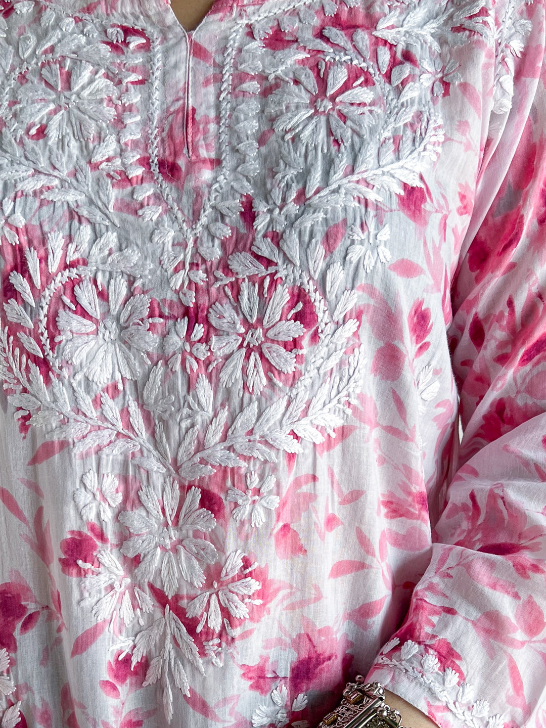 Vini Mulmul Print Chikankari Short Kurti