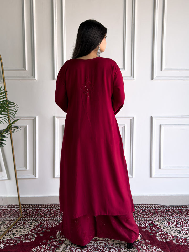 Avika Rayon Chikankari Mukaish Co-ord Set