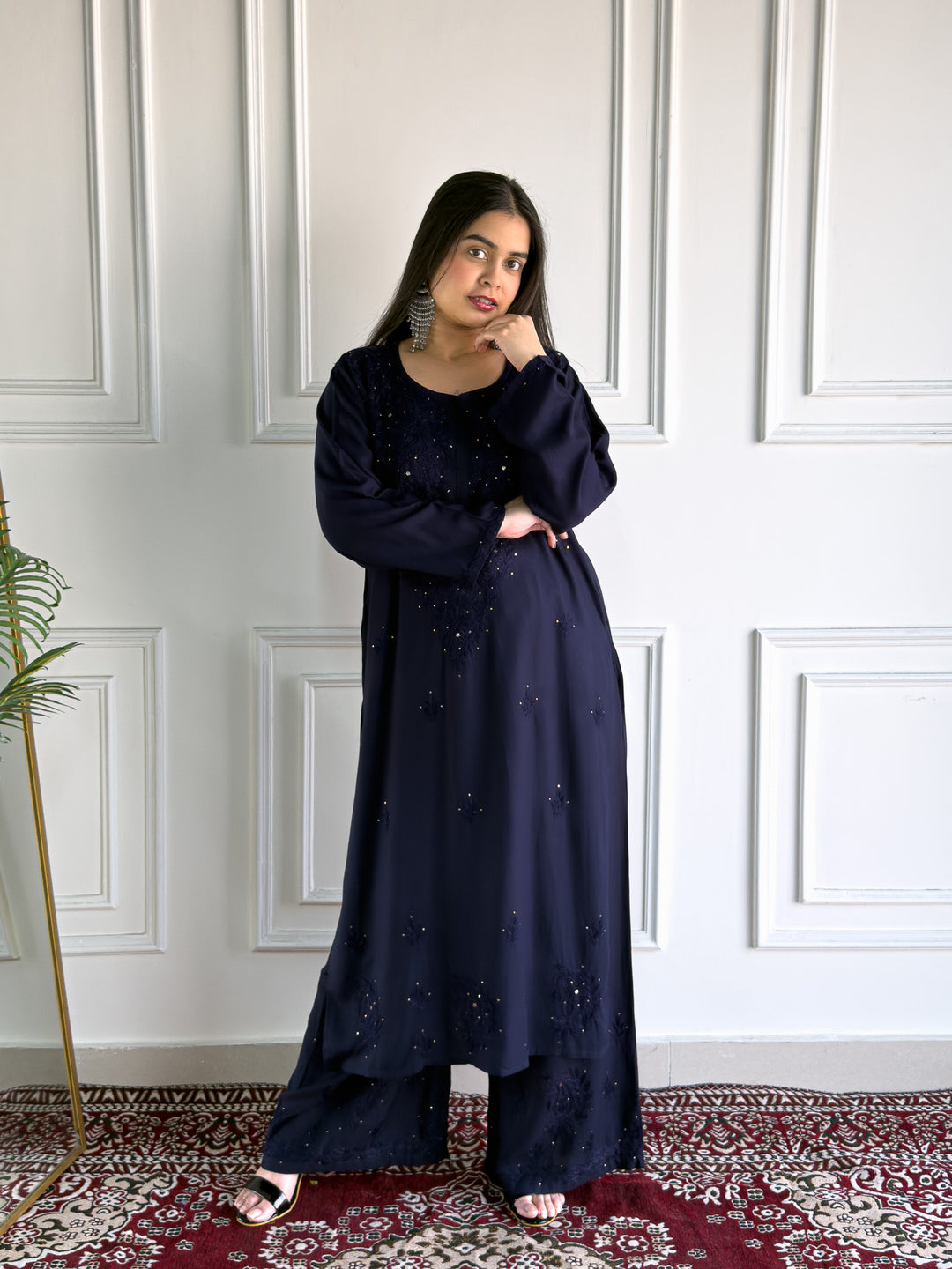 Avika Rayon Chikankari Mukaish Co-ord Set