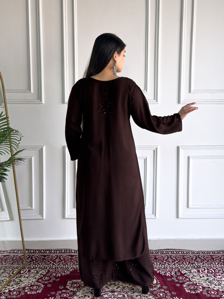 Avika Rayon Chikankari Mukaish Co-ord Set