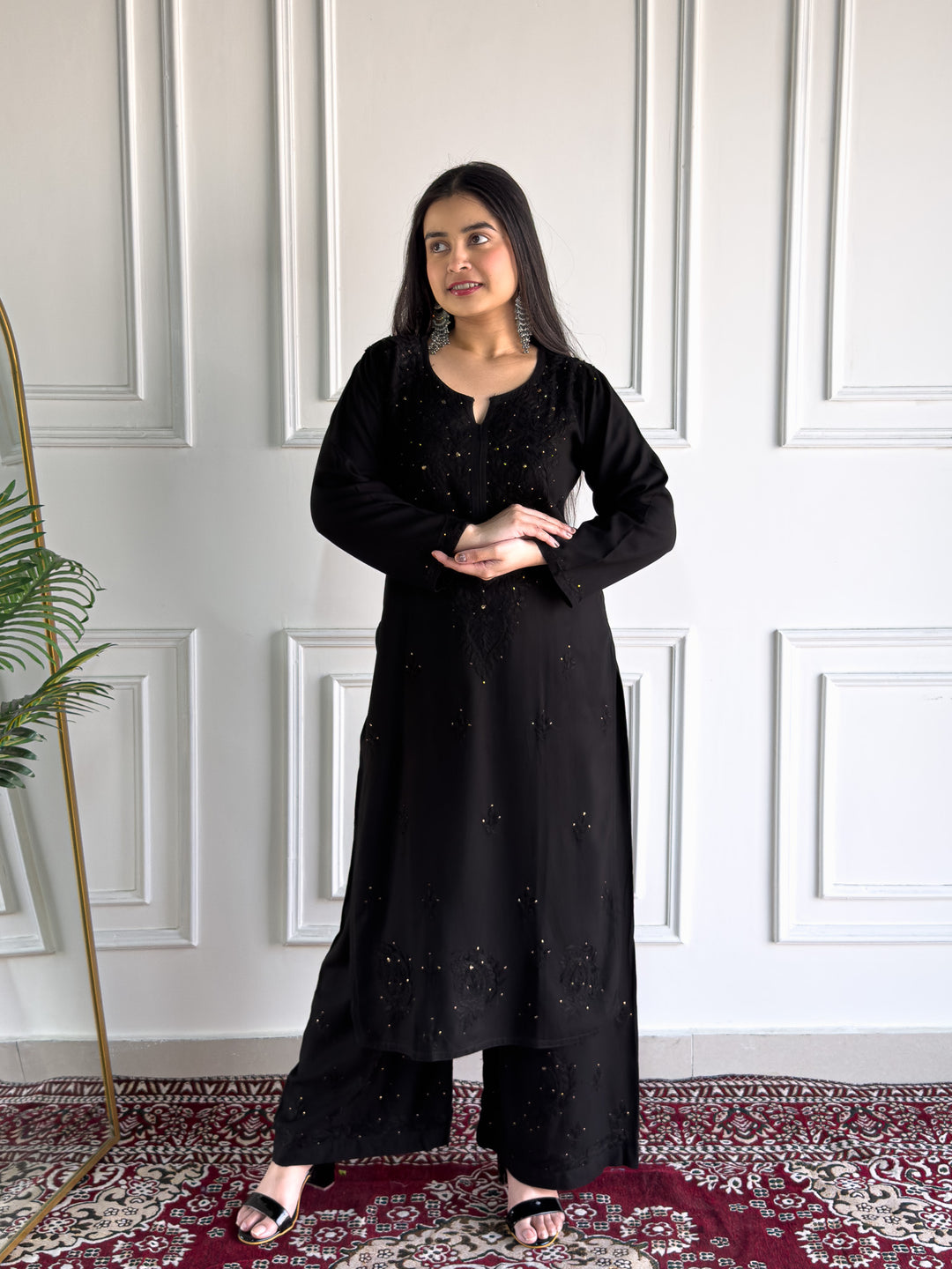 Avika Rayon Chikankari Mukaish Co-ord Set