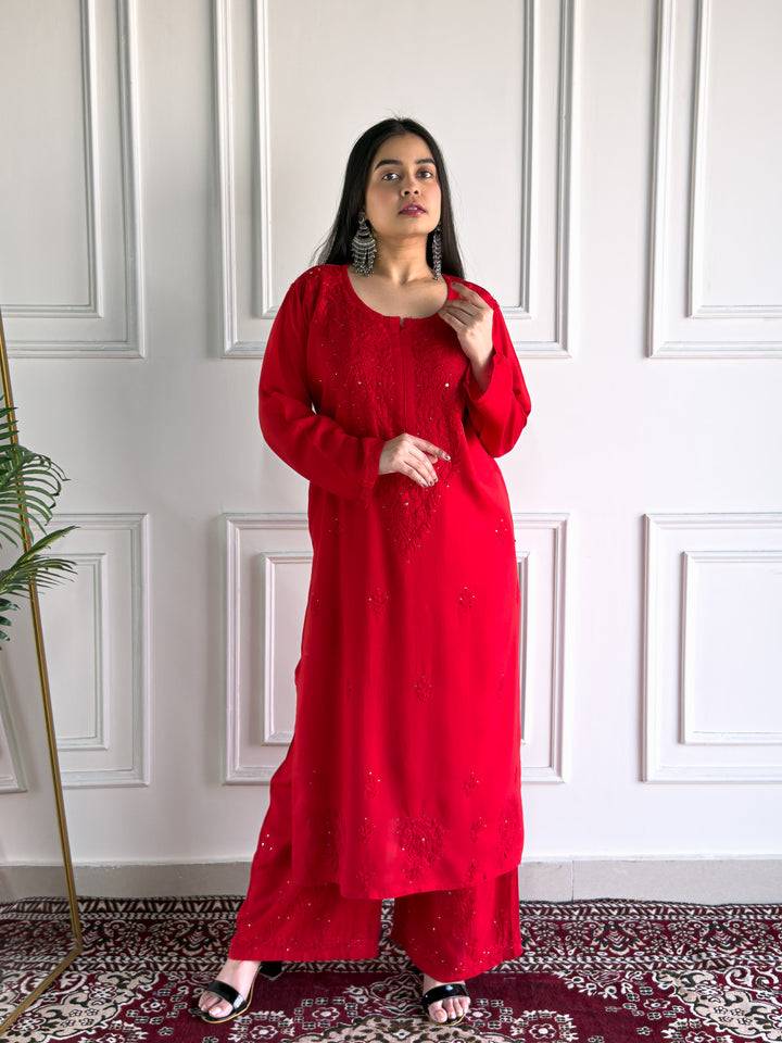 Avika Rayon Chikankari Mukaish Co-ord Set