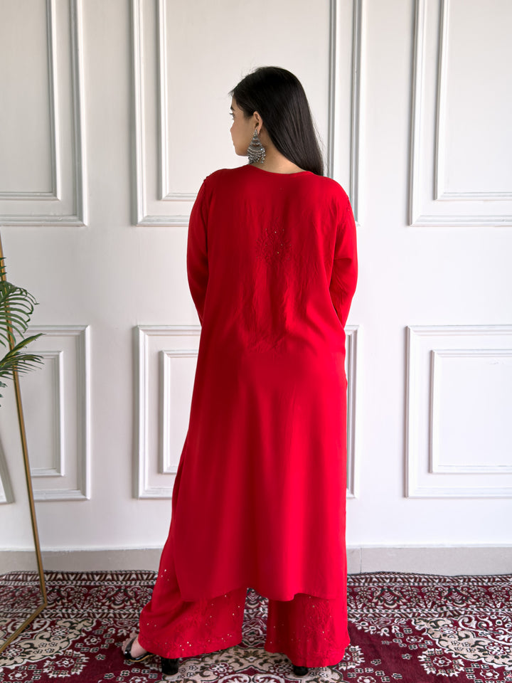 Avika Rayon Chikankari Mukaish Co-ord Set