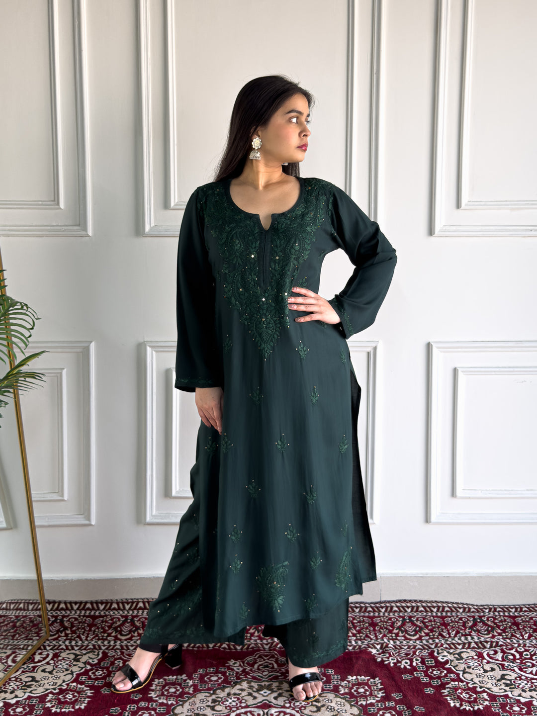 Avika Rayon Chikankari Mukaish Co-ord Set