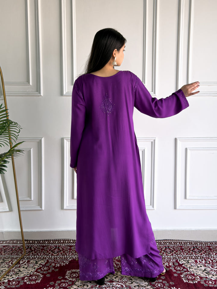 Avika Rayon Chikankari Mukaish Co-ord Set