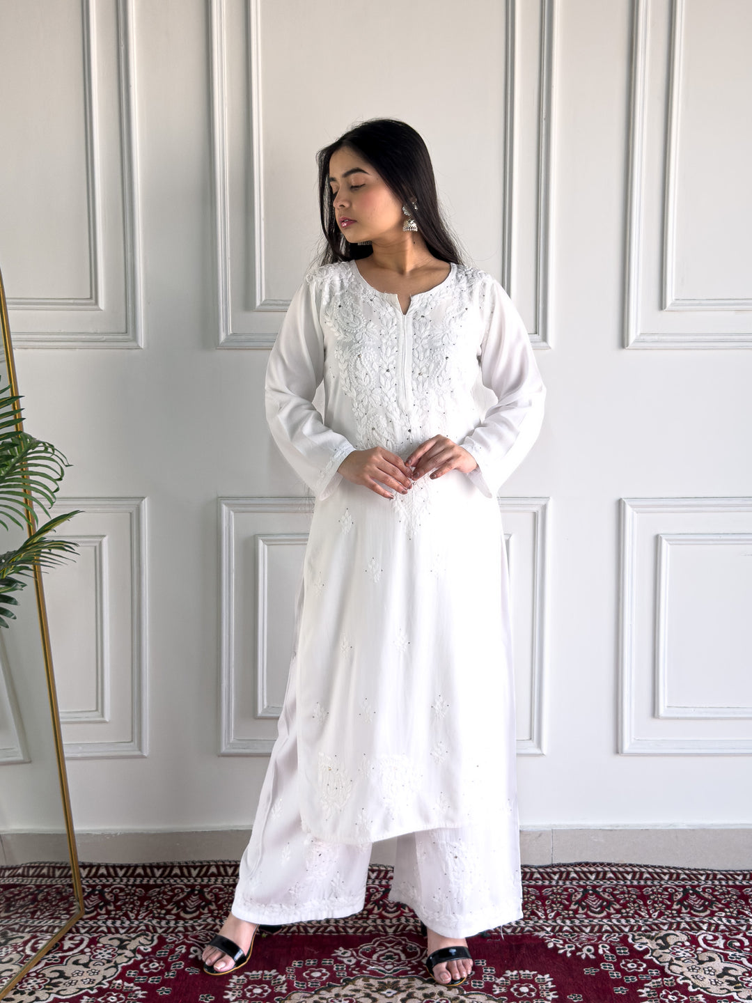 Avika Rayon Chikankari Mukaish Co-ord Set