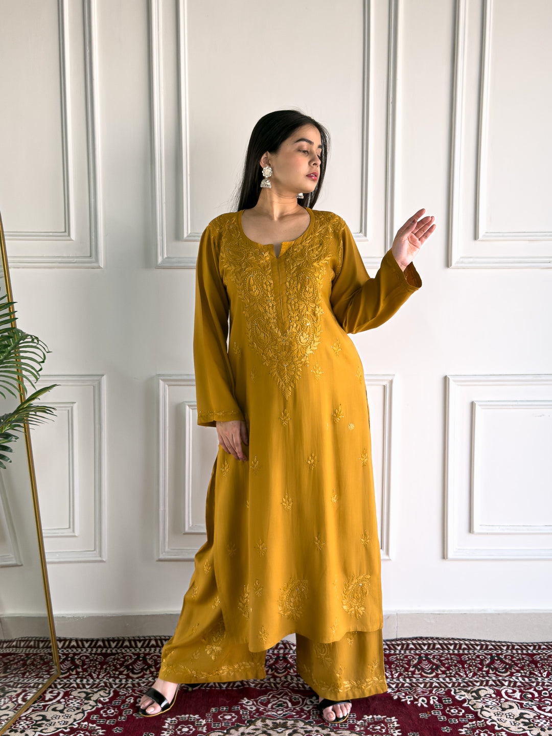 Avika Rayon Chikankari Mukaish Co-ord Set