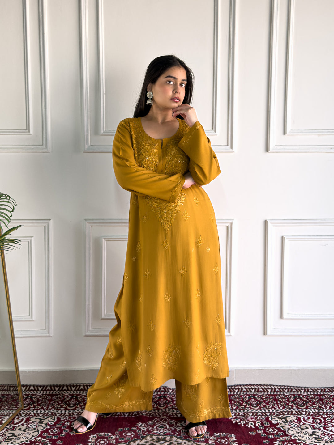 Avika Rayon Chikankari Mukaish Co-ord Set