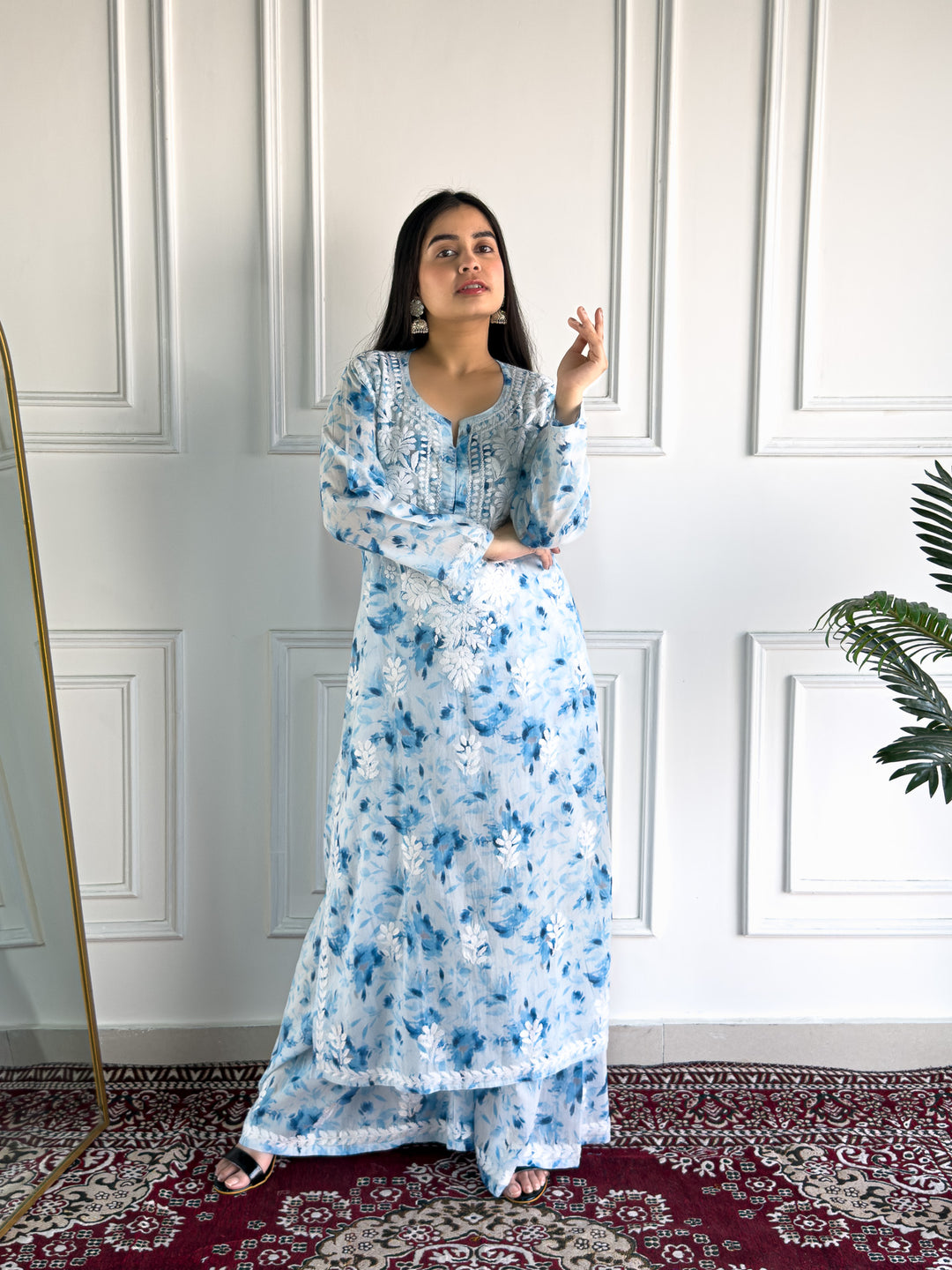 Bela Mulmul Chikankari Printed Co-ord Set