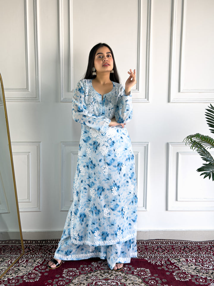 Bela Mulmul Chikankari Printed Co-ord Set