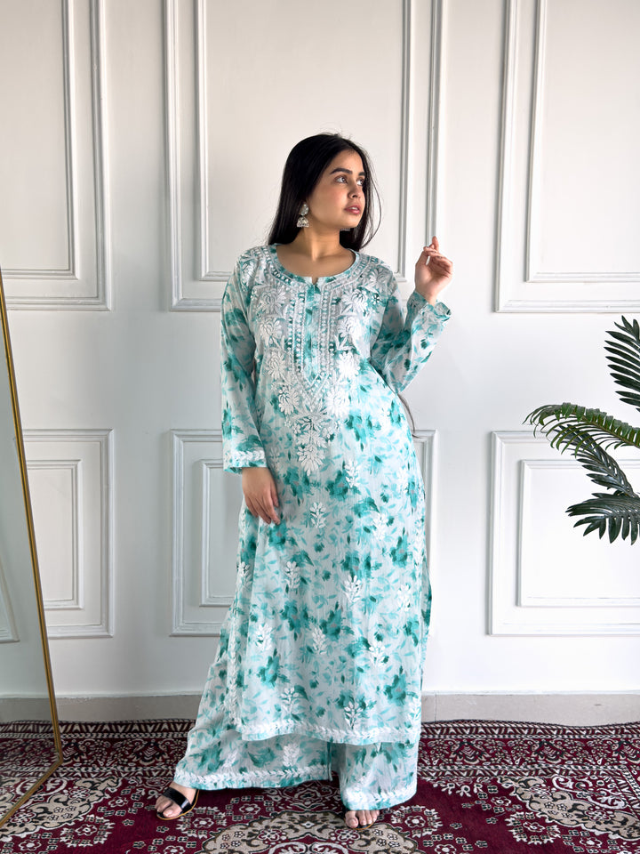 Bela Mulmul Chikankari Printed Co-ord Set