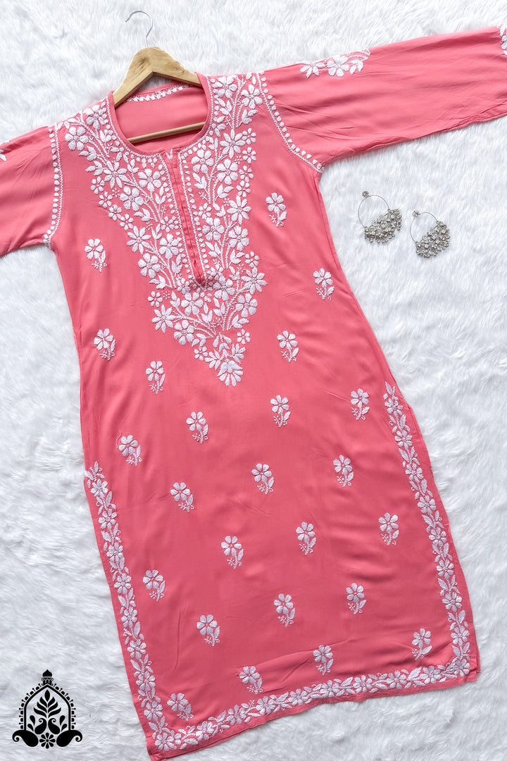 Anam Chikankari Rayon Straight Kurta