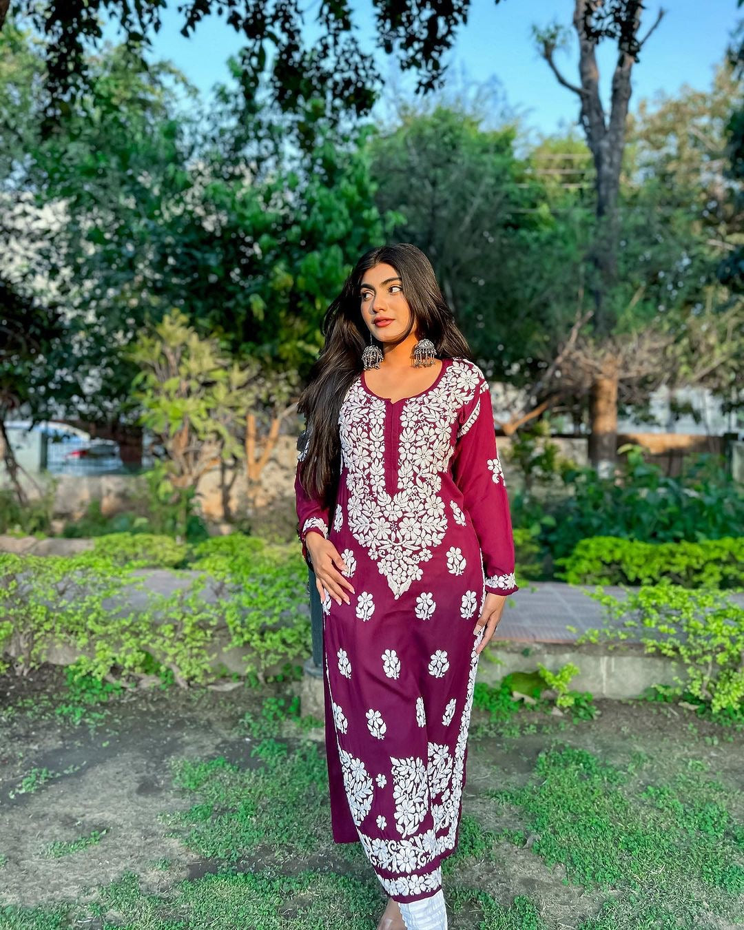 Neeti Chikankari Modal Straight Kurta