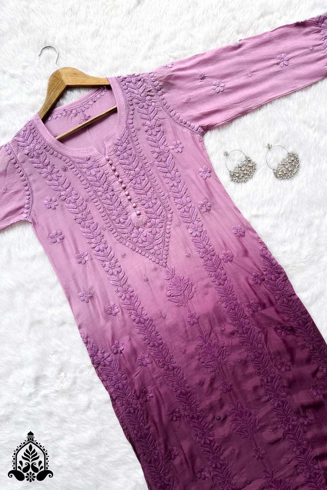 Ruhani Chikankari Premium Muslin Ombre Kurta