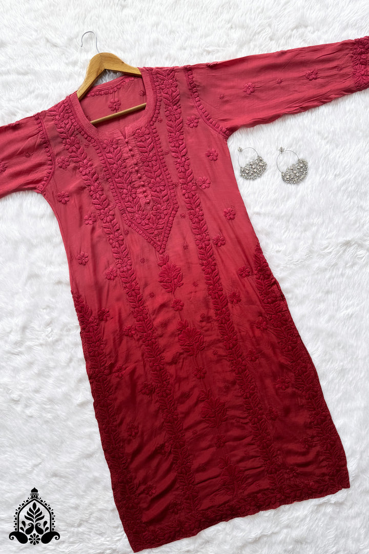 Ruhani Chikankari Premium Muslin Ombre Kurta