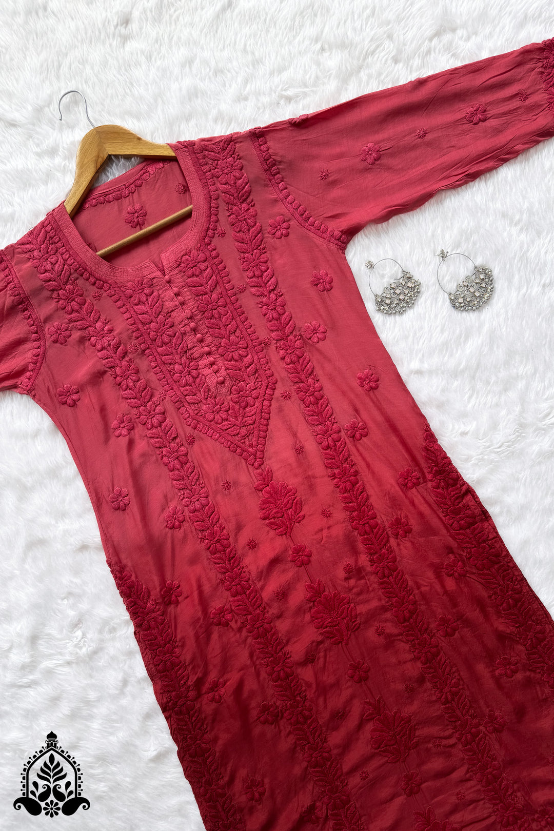 Ruhani Chikankari Premium Muslin Ombre Kurta