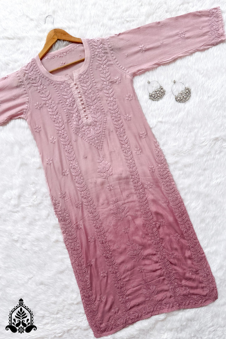 Ruhani Chikankari Premium Muslin Ombre Kurta