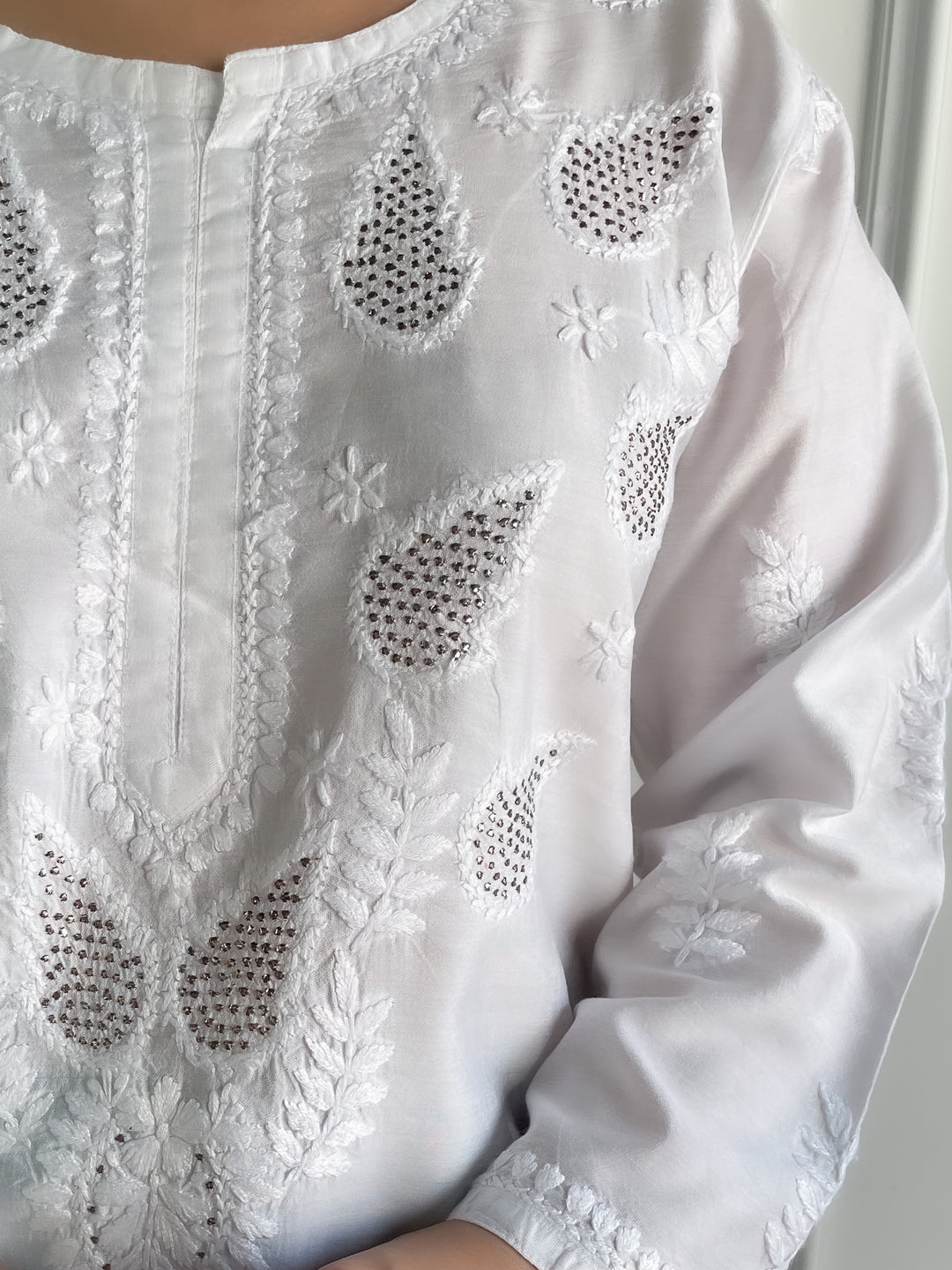 Karisma Chanderi Chikankari Mukaish Straight Kurta