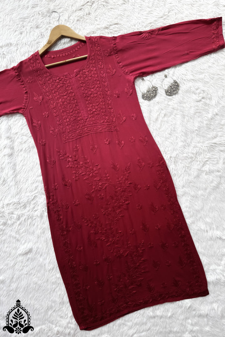 Urvi Chikankari Ombre Modal Straight Kurta