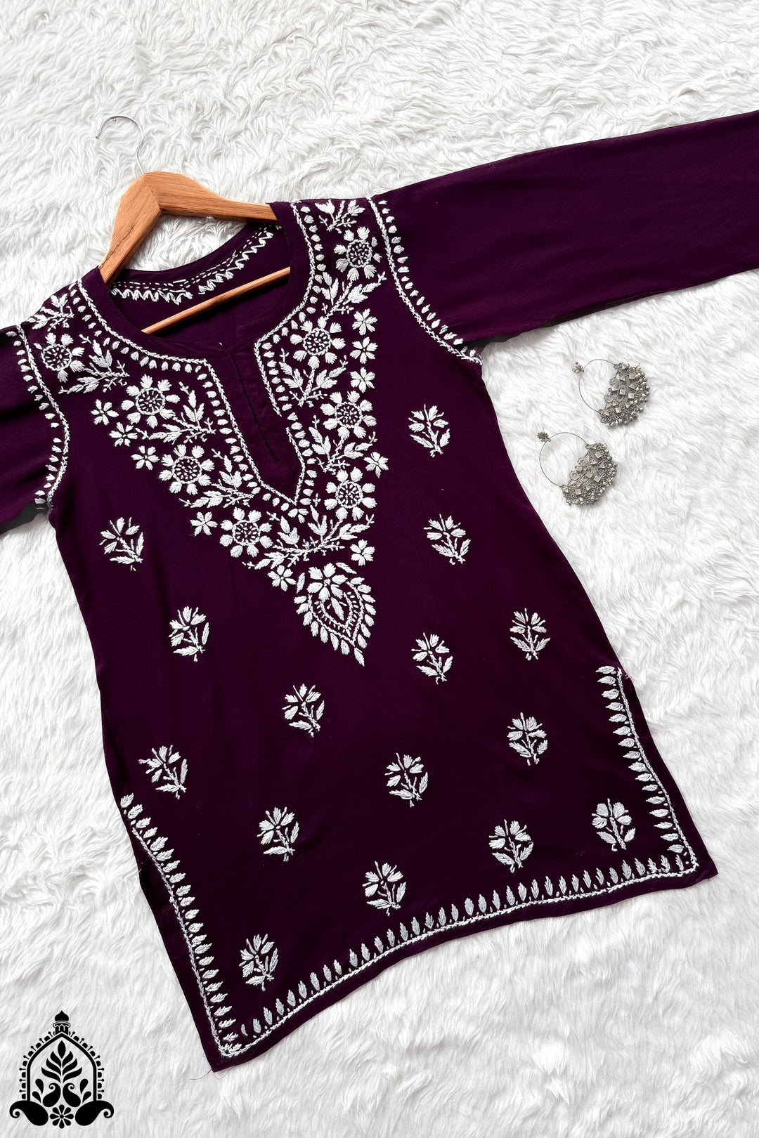 Vidhi Chikankari Short Rayon Kurti