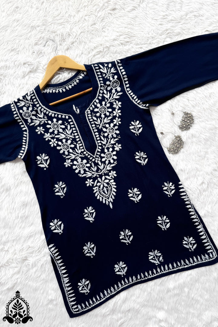 Vidhi Chikankari Short Rayon Kurti