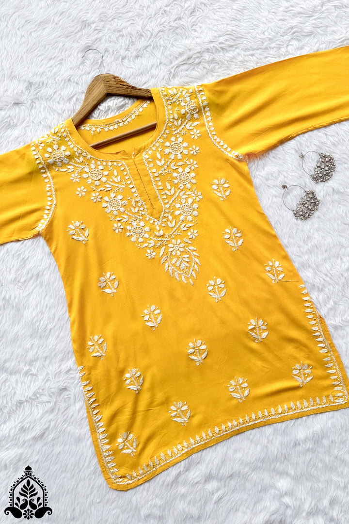 Vidhi Chikankari Short Rayon Kurti