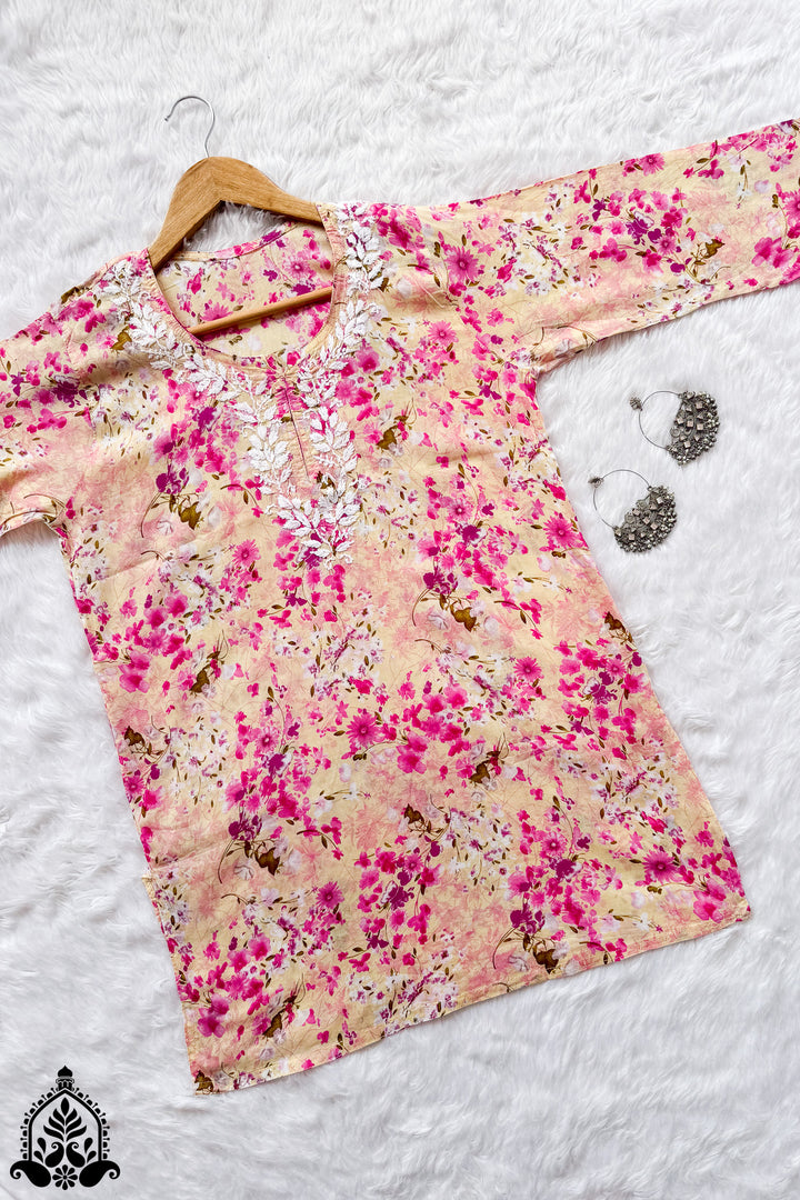 Chaya Chikankari Mulmul Short Kurti