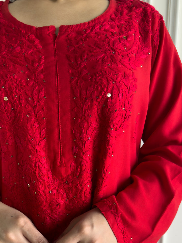 Avika Rayon Chikankari Mukaish Co-ord Set