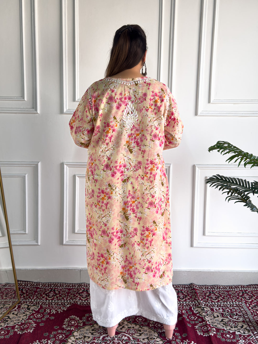 Aditi Mulmul Chikankari Plus Size Straight Kurta