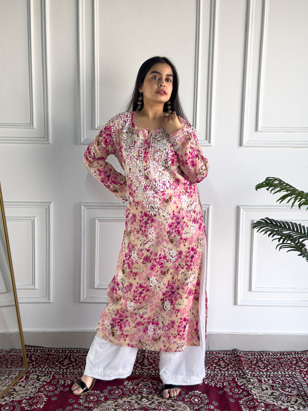 Zehra Mulmul Chikankari Straight Kurta