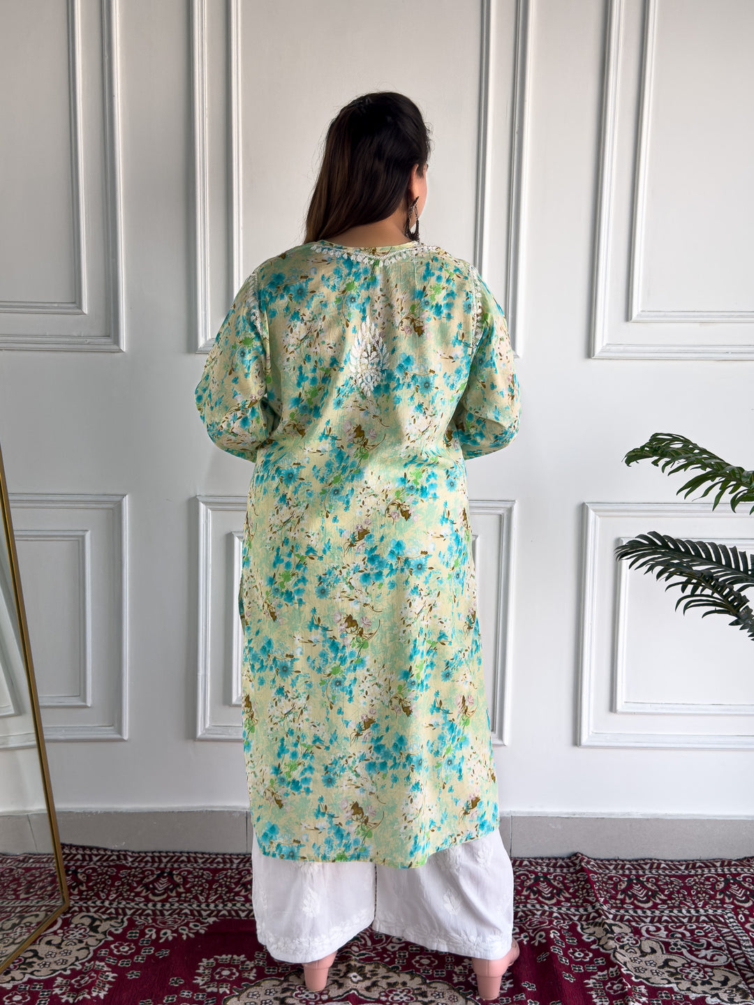 Aditi Mulmul Chikankari Plus Size Straight Kurta