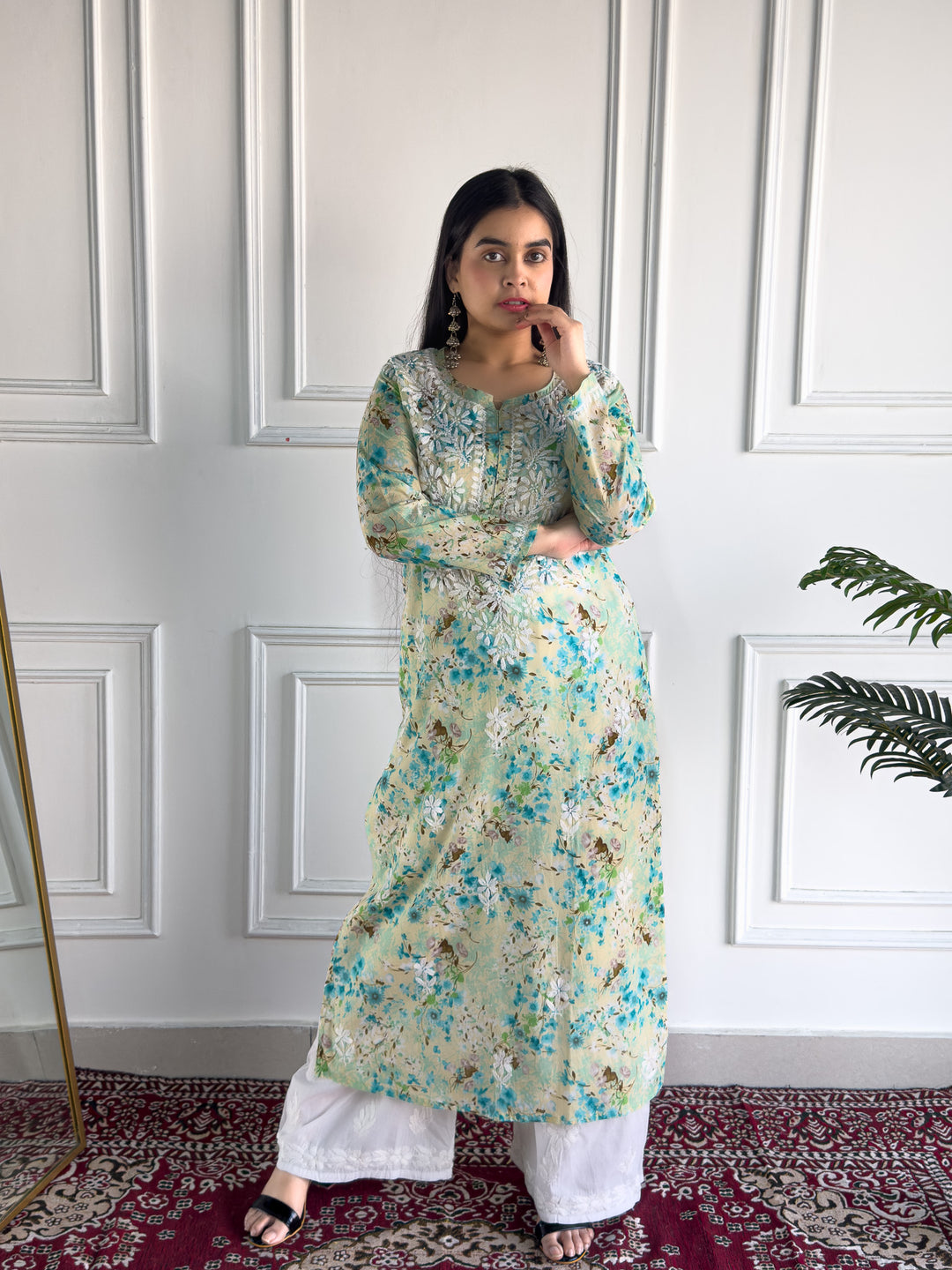 Zehra Mulmul Chikankari Straight Kurta