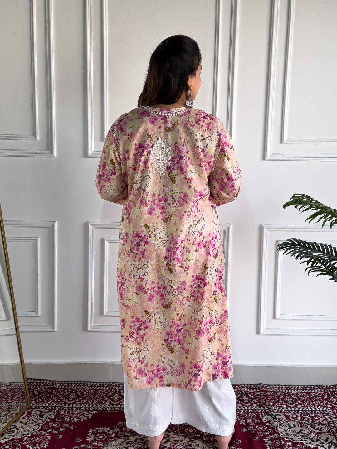 Aditi Mulmul Chikankari Plus Size Straight Kurta