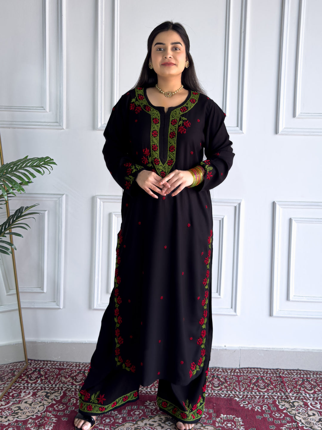 Hina Rayon Chikankari Rose Co-ord Set