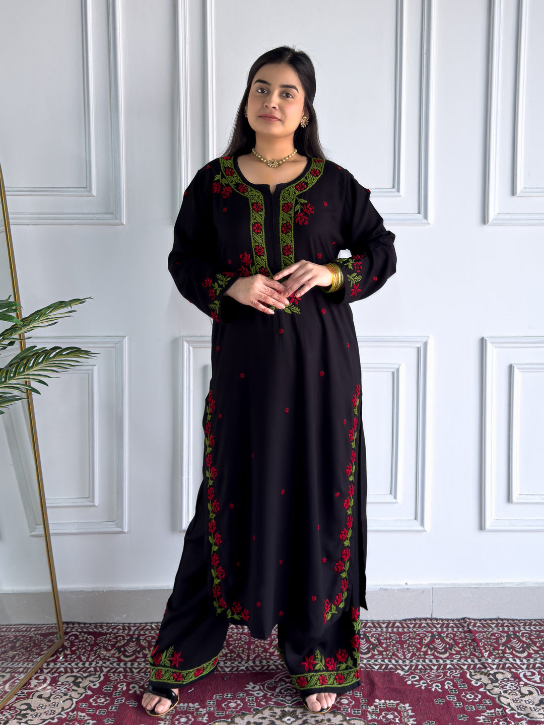 Hina Rayon Chikankari Rose Co-ord Set