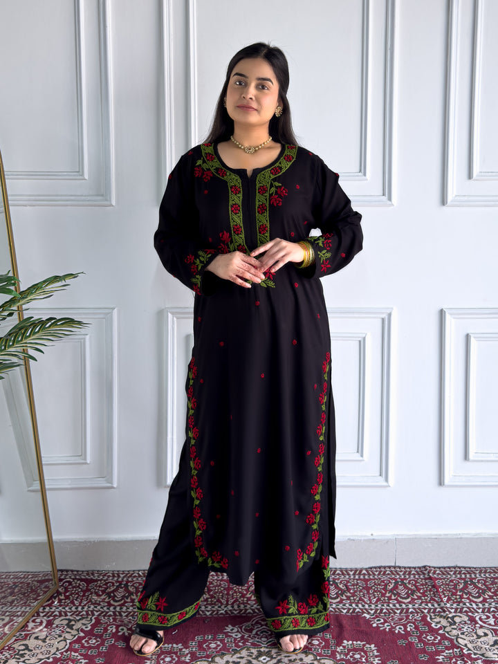 Hina Rayon Chikankari Rose Co-ord Set