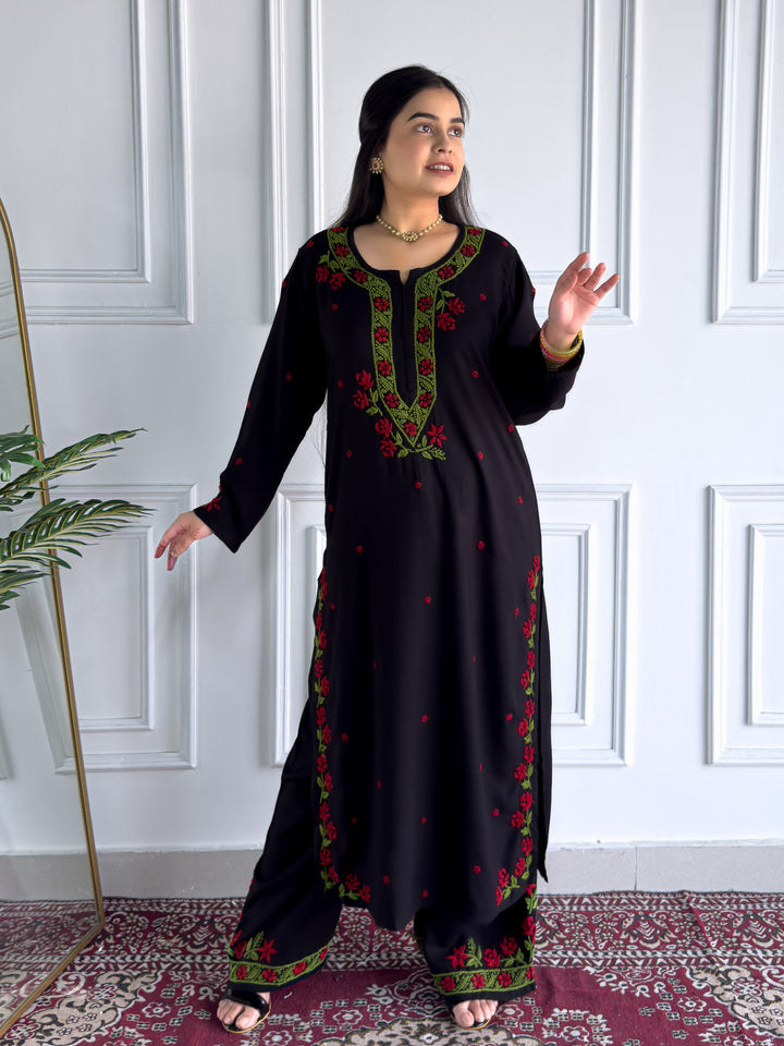 Hina Rayon Chikankari Rose Co-ord Set