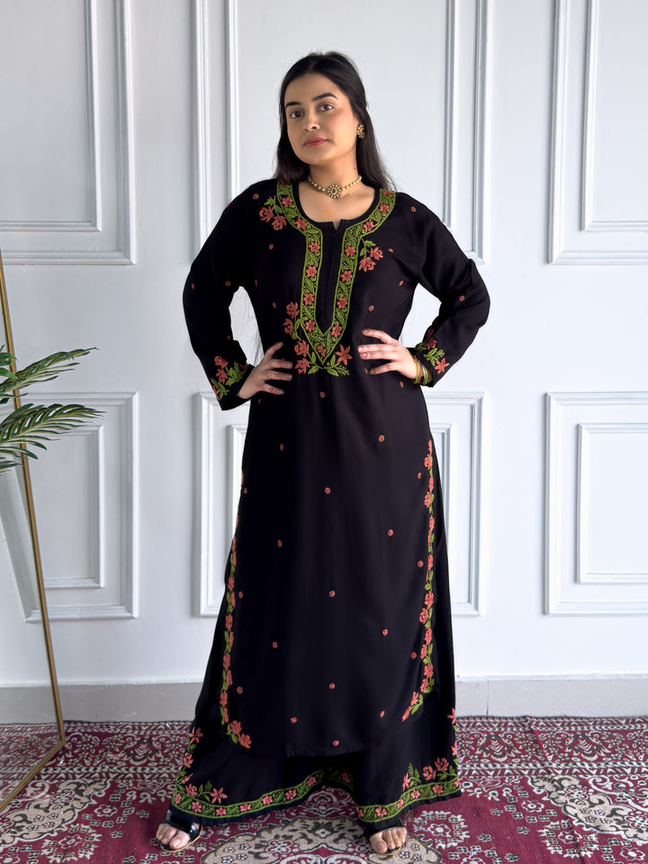 Hina Rayon Chikankari Rose Co-ord Set