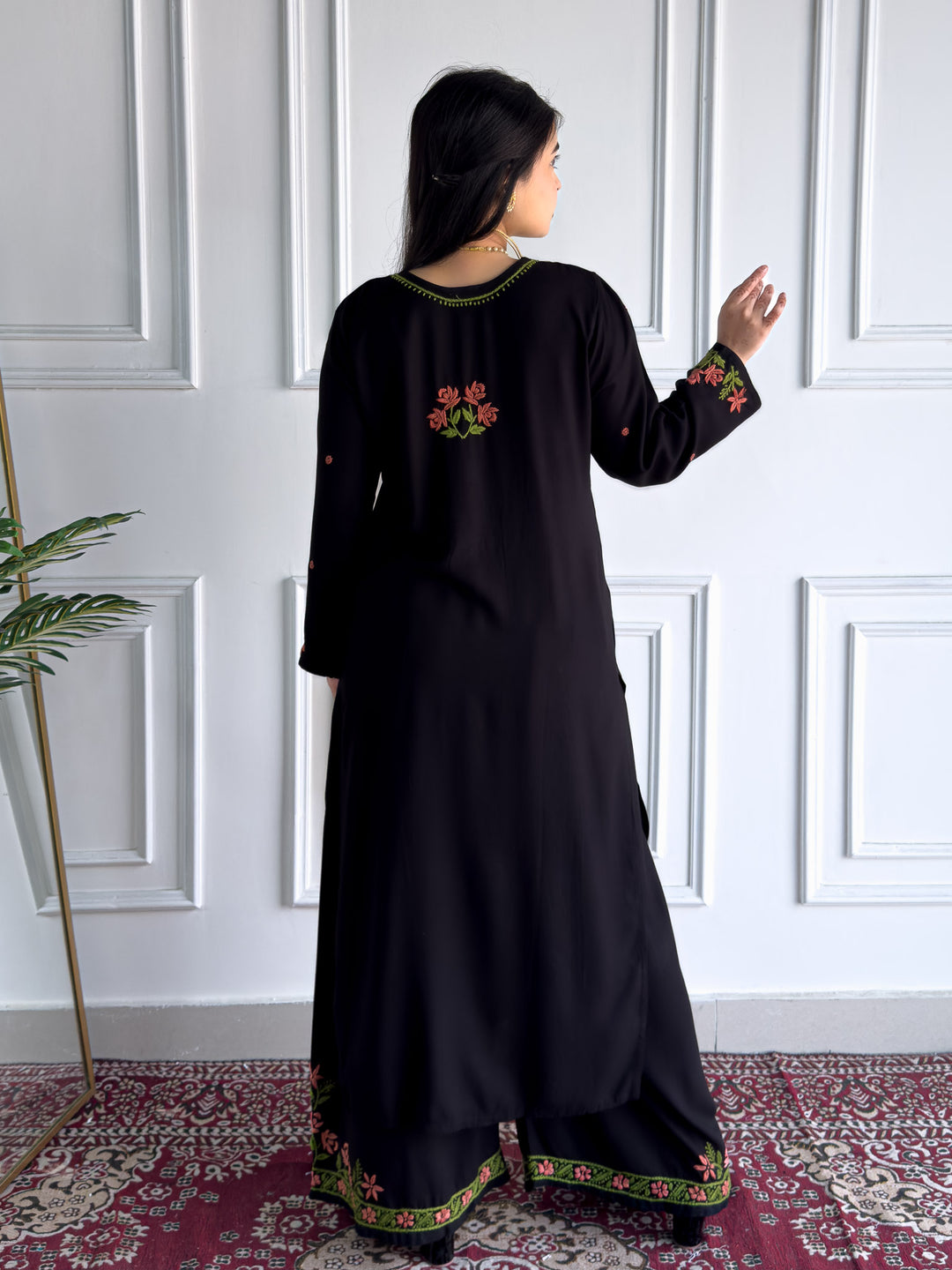 Hina Rayon Chikankari Rose Co-ord Set