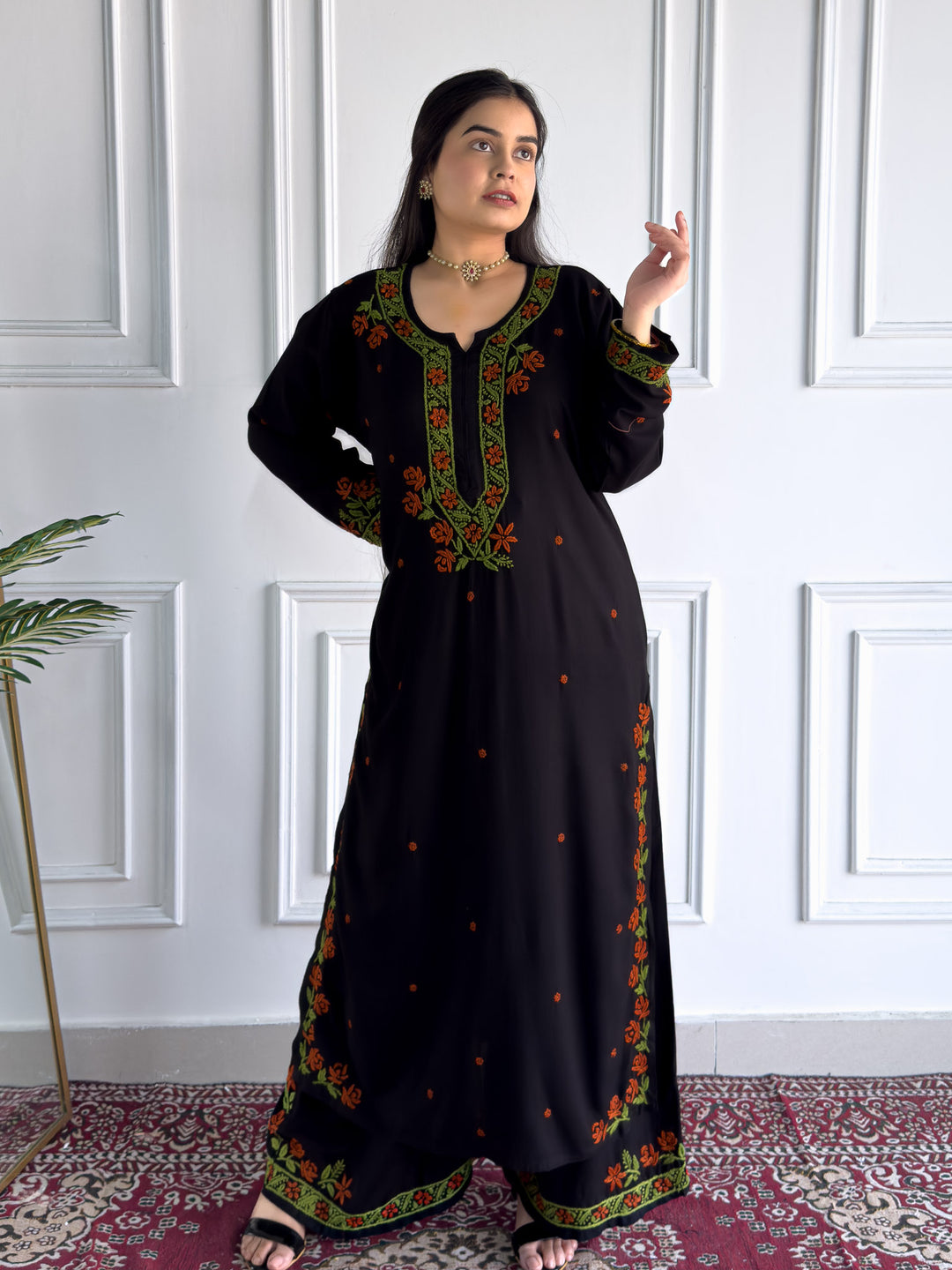 Hina Rayon Chikankari Rose Co-ord Set