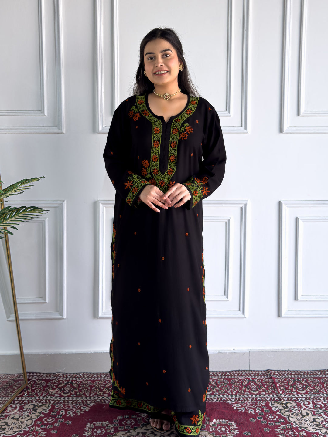 Hina Rayon Chikankari Rose Co-ord Set