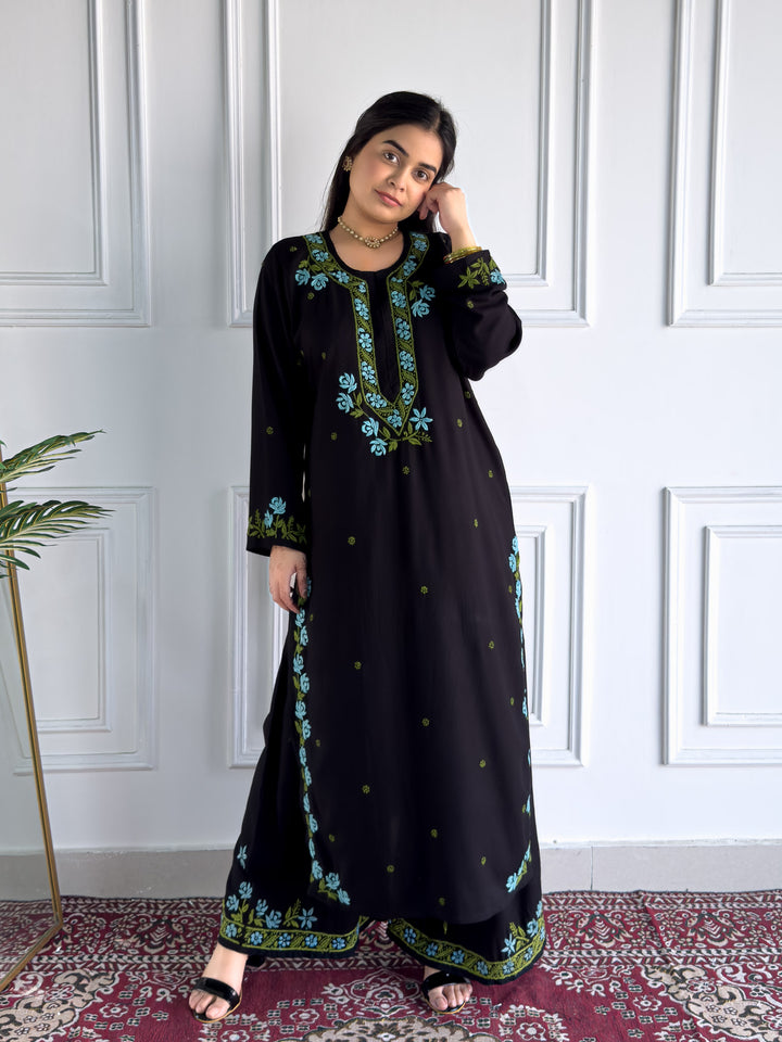 Hina Rayon Chikankari Rose Co-ord Set