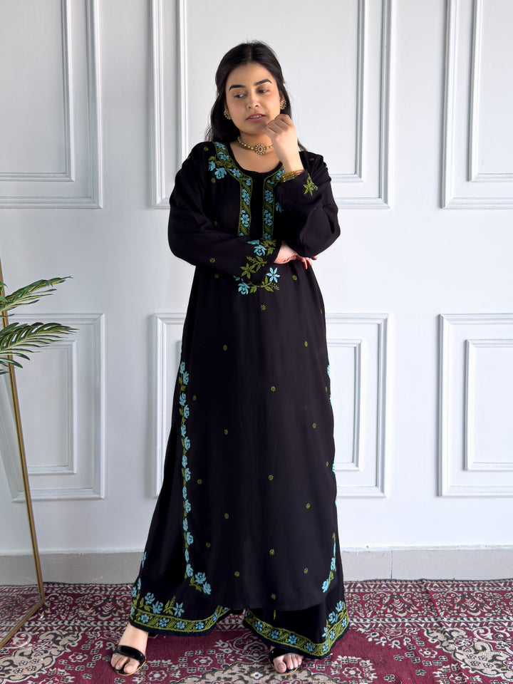 Hina Rayon Chikankari Rose Co-ord Set