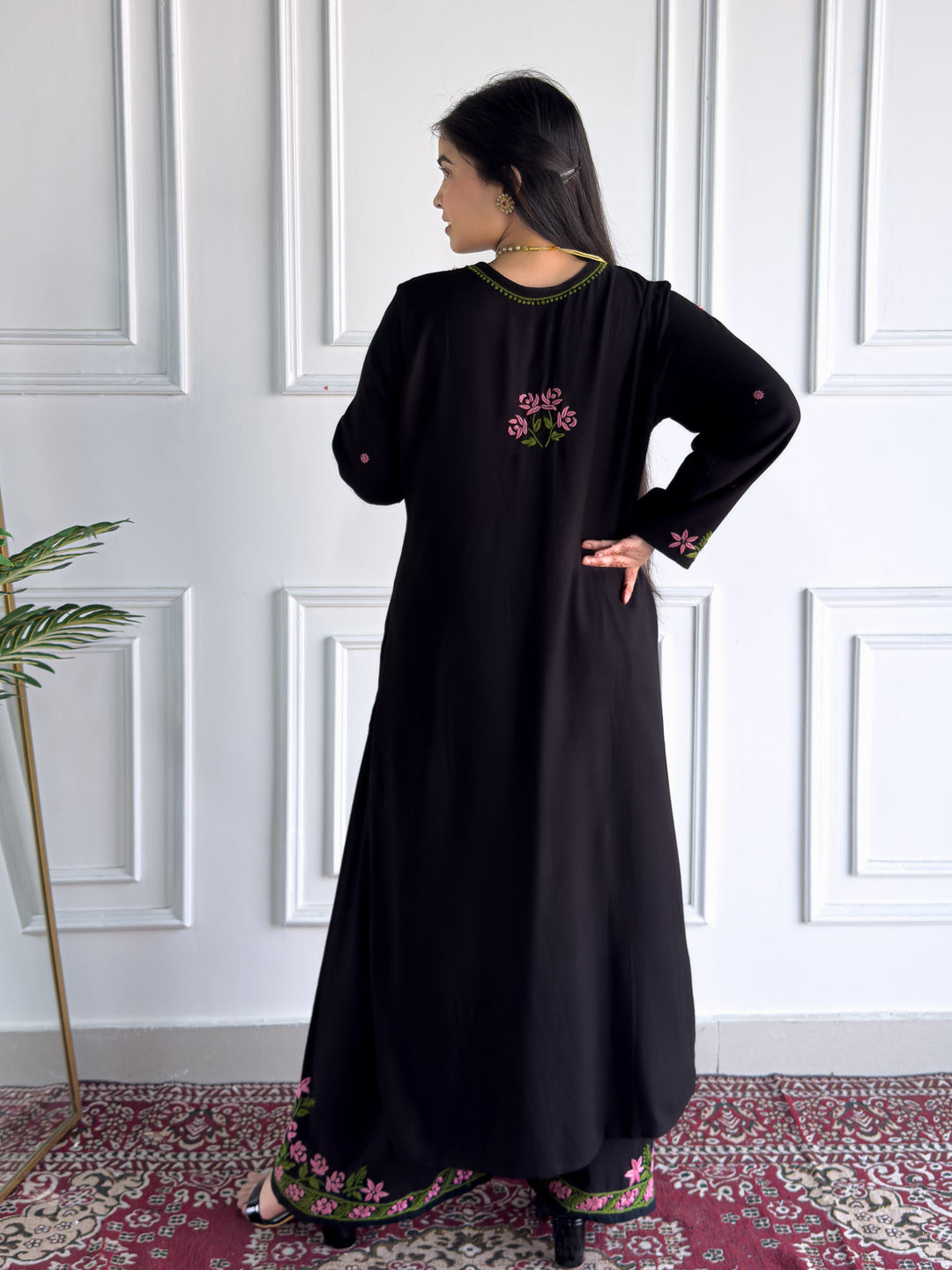 Hina Rayon Chikankari Rose Co-ord Set