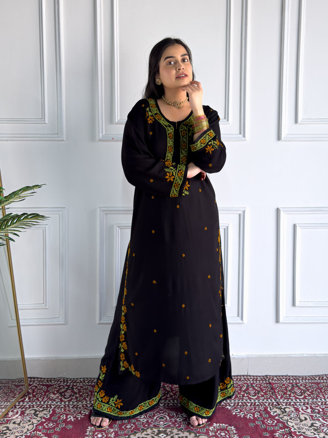 Hina Rayon Chikankari Rose Co-ord Set